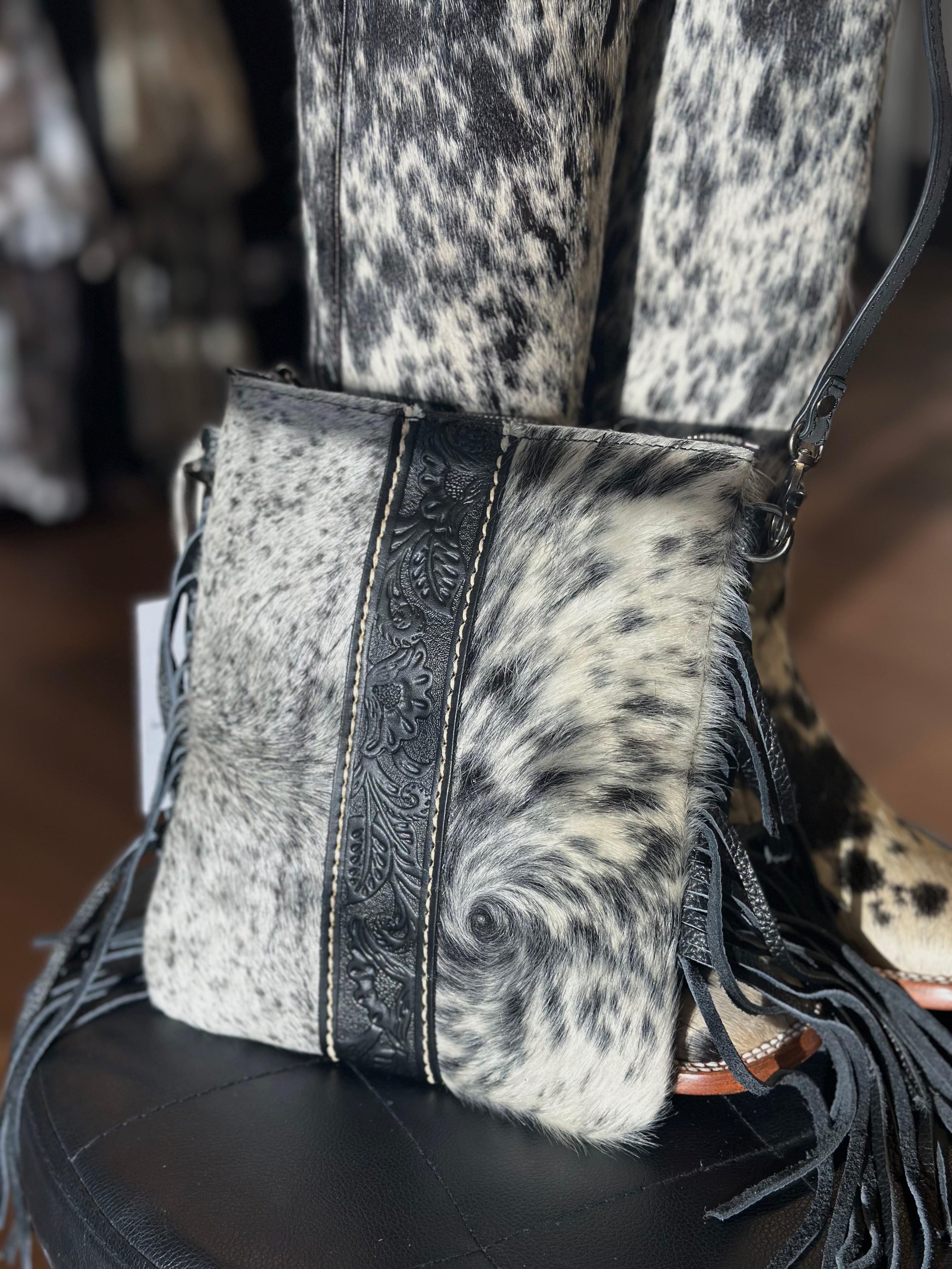Cowhide Leather Crossbody Purse