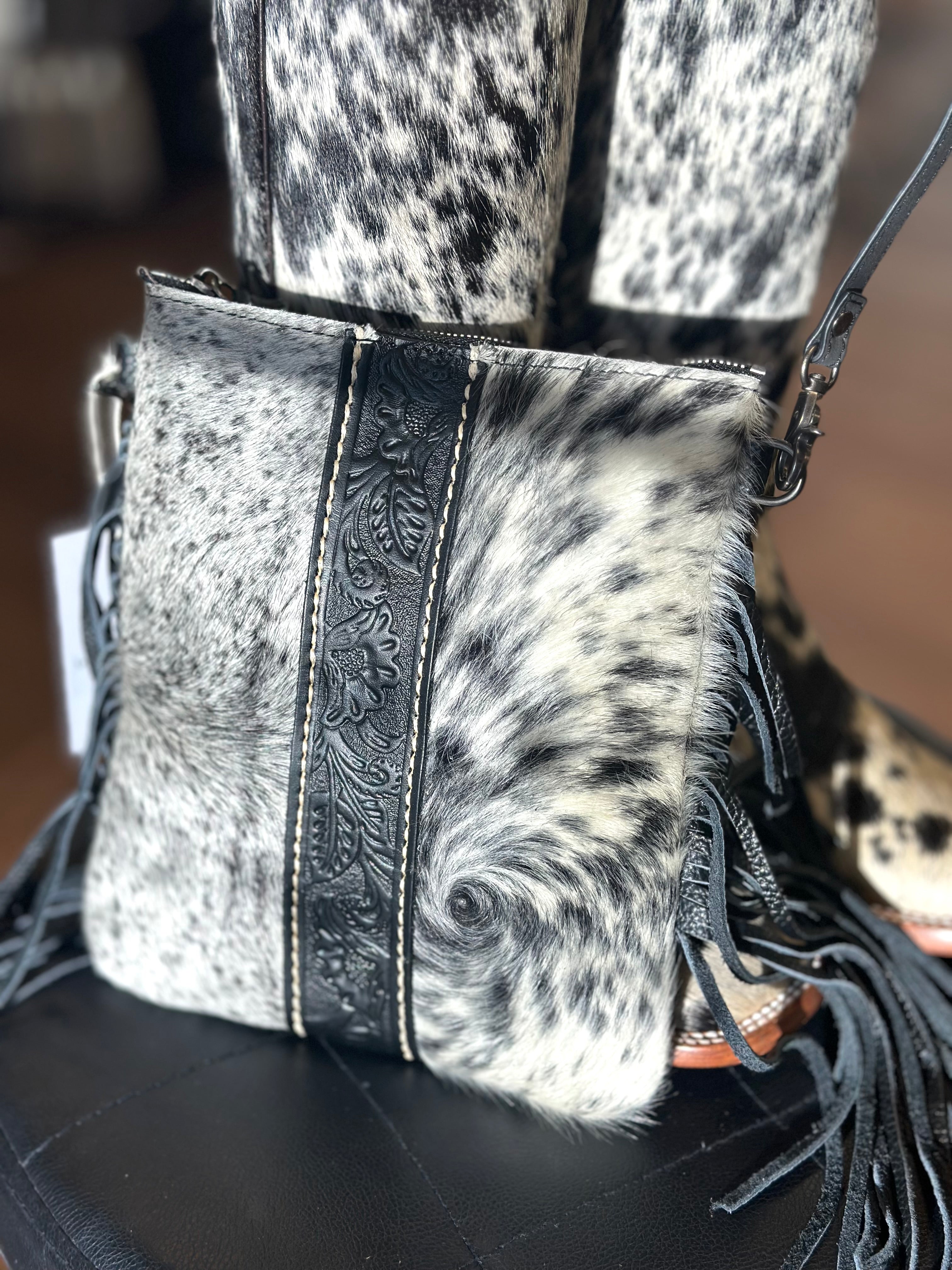 Cowhide Leather Crossbody Purse