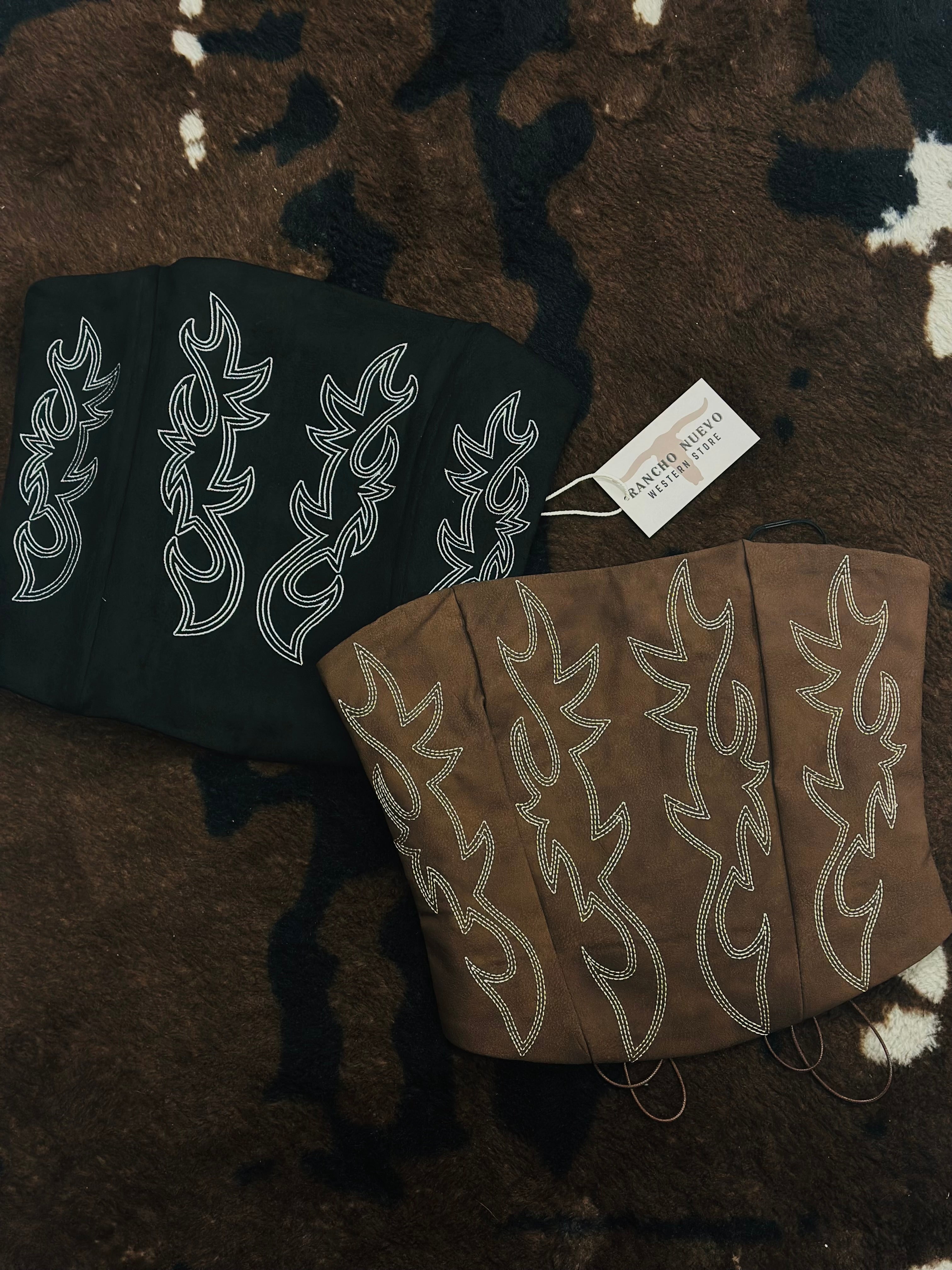 BLACK WESTERN CORSET TOP