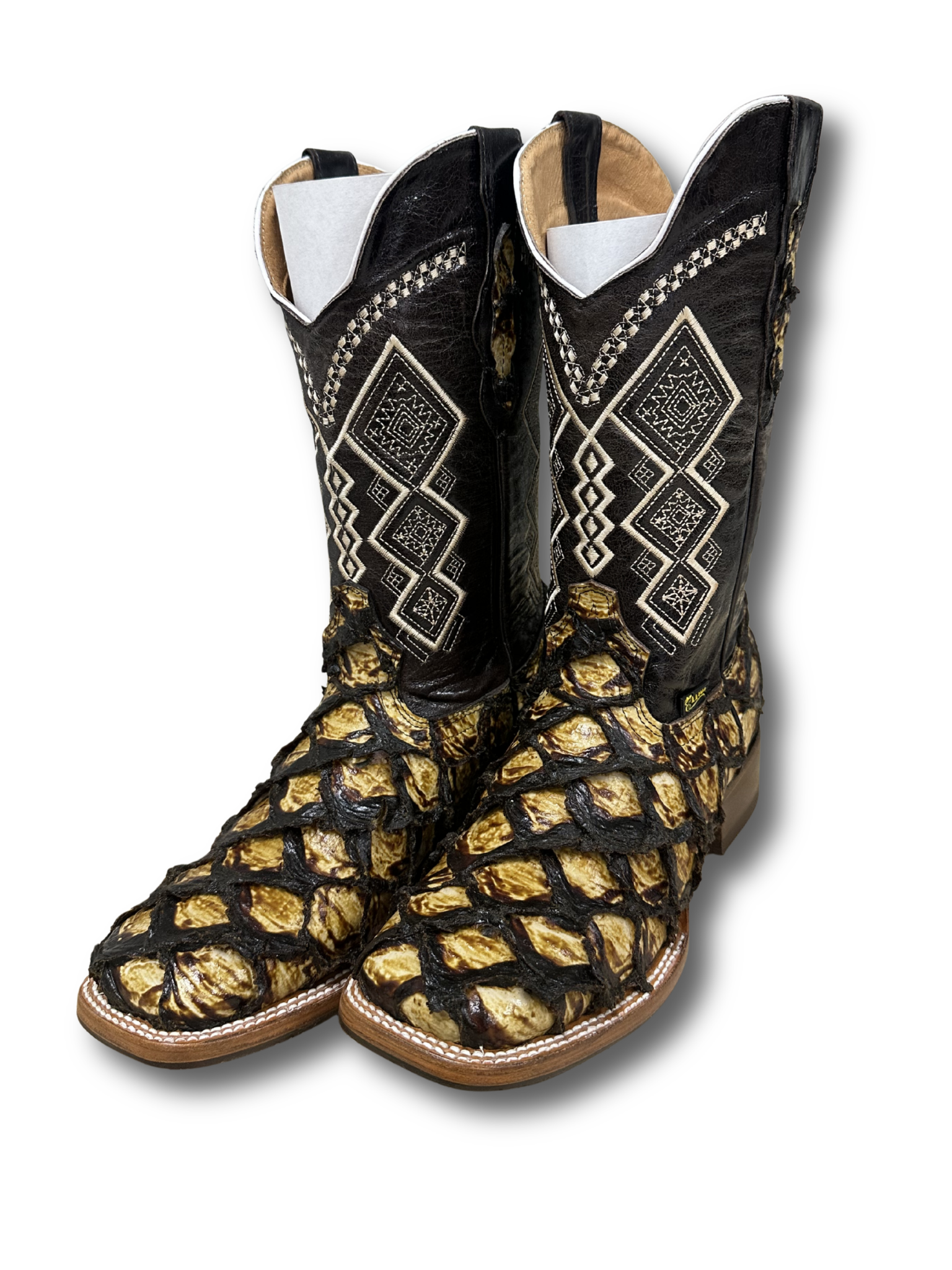 Pescado (Imiti) Amarillo\ Cafe Men Boots (1262)