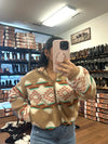 Khaki Aztec Sherpa Pullover