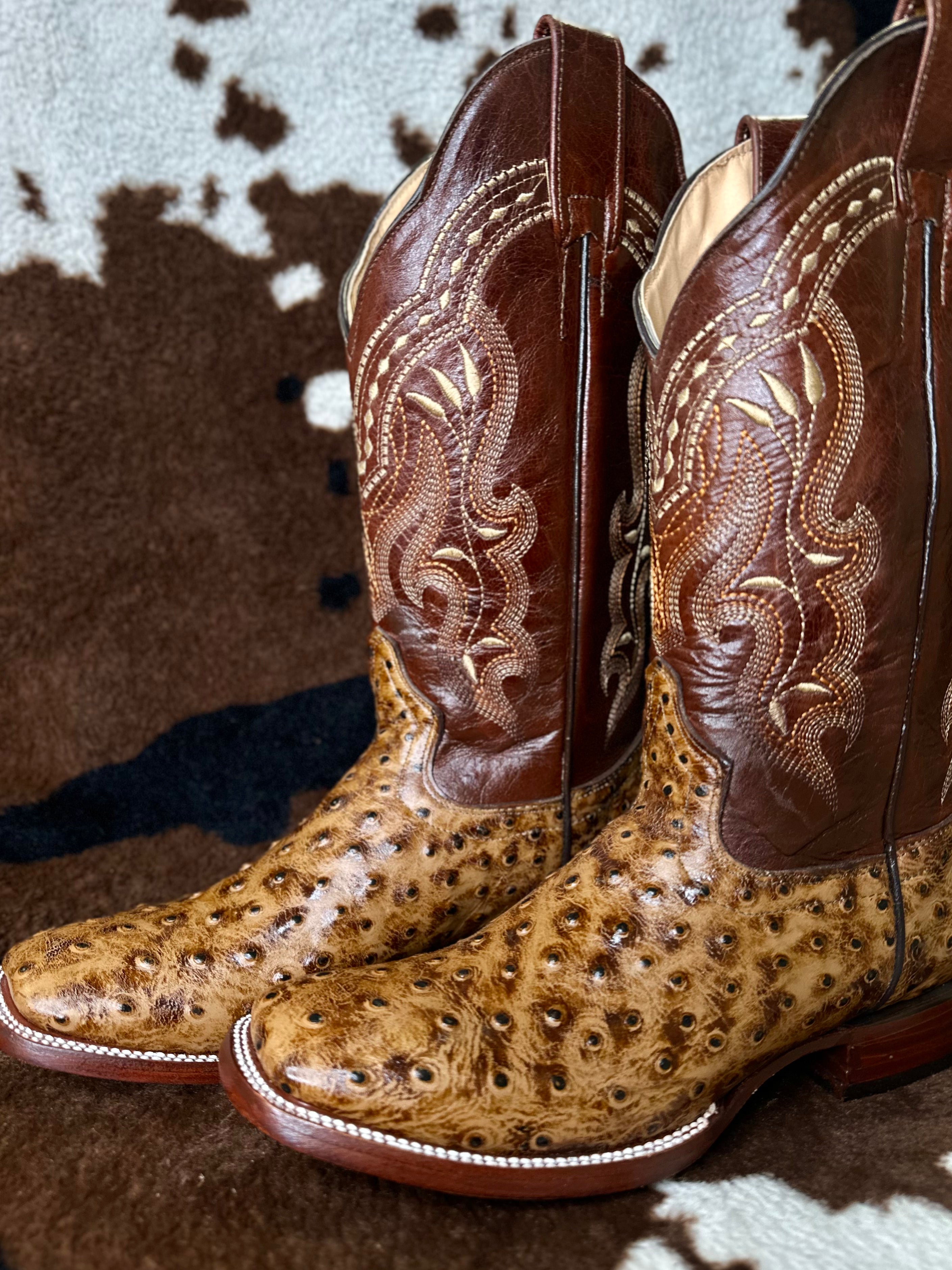 Herencia: Imiti Avestruz Color Miel Men Boots (PL 3751)