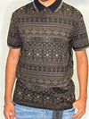 Black/Brown Playera Aztec Pattern Men Tops