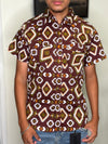 Wine Aztec Pattern Men Shirts