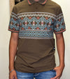 Brown/Mint Playera Aztec Pattern Men Tops